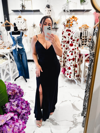 Sundown Slip Linen Maxi Dress (Black)