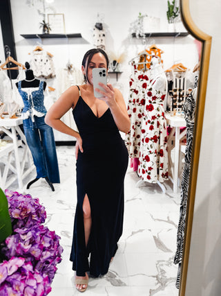 Sundown Slip Linen Maxi Dress (Black)