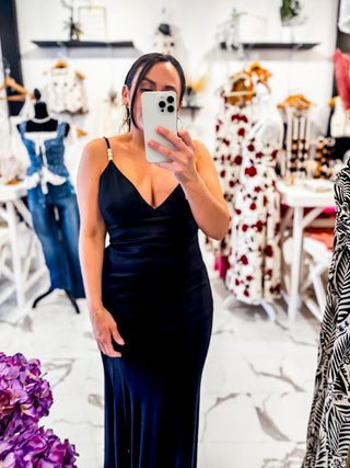 Sundown Slip Linen Maxi Dress (Black)