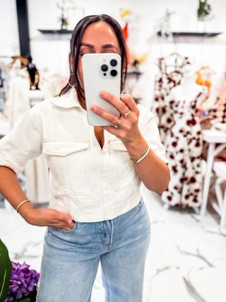 The Portofino Denim Top (White)