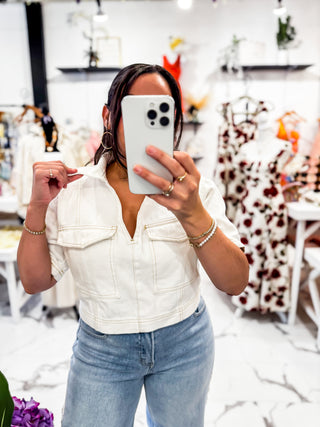 The Portofino Denim Top (White)
