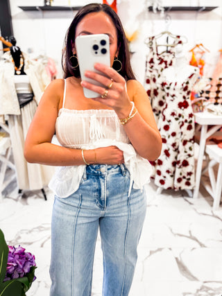 Light As Air Wide Leg Pintuck Jeans (Light Wash)