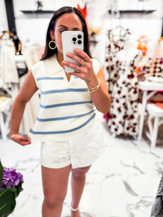 Country Club Cutie Knit Vest (Baby Blue)
