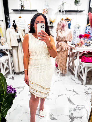 Isadora Embellished Midi Dress (Cream)