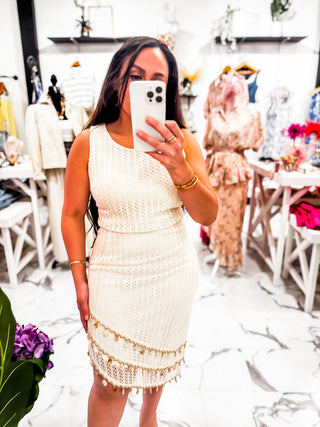 Isadora Embellished Midi Dress (Cream)