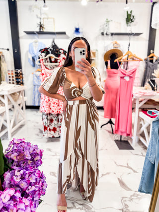 Salt & Sand Two Piece Skirt Set (Nude/Cream)
