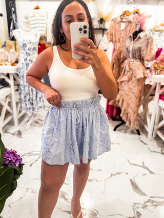 Kissed By Summer Applique Mini Skirt (Blue)