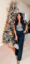 Diamond Rhinestone High Waist Pants (Black)