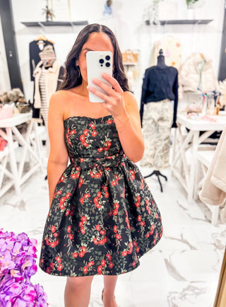 Worth Waiting For Mini Dress (Black/Red)