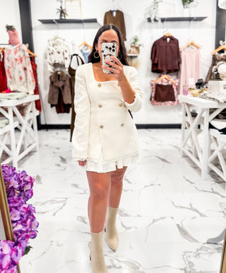 She’s A Classic Tweed Skirt Set (Ivory)