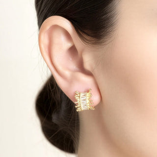 Evie Baguette Hoop Earrings (Gold)