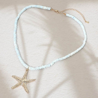 Shelly Pendant Beaded Necklace