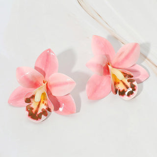 Calla Orchid Statement Earrings (Pink)