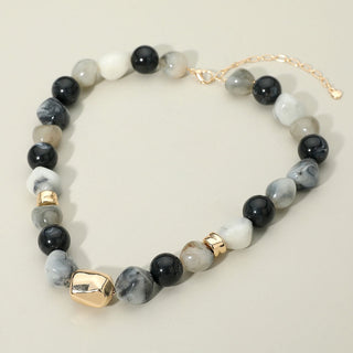 Soraya Beaded Statement Necklace (Grey)