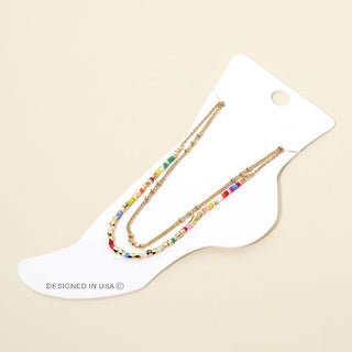 Hailey Layered Beaded Anklet (Gold)