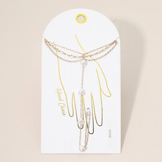 Izzy Heart Pearl Charm Hand Chain (Gold)