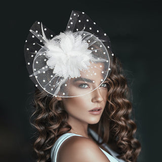 Valentina Mesh Fascinator (White)