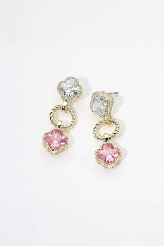 Evelyn Charm Drop Earrings (Pink)