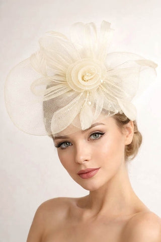 The Stretch Pearl Fascinator (Beige)