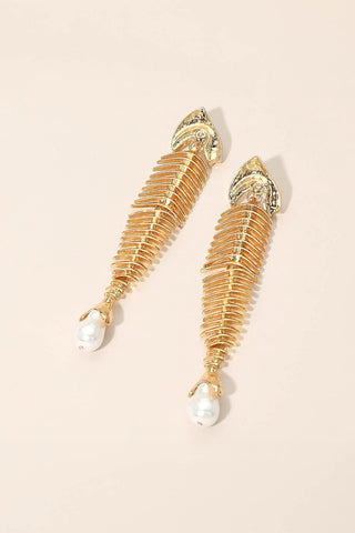 Gone Fishing Drop Earrings (Gold)