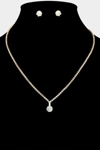 Carolina Round Stone Necklace (Gold)