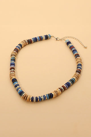 Thea Beaded Necklace (Navy)