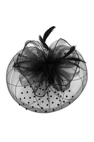 Steeplechase Polkadot Mesh Fascinator (Black)