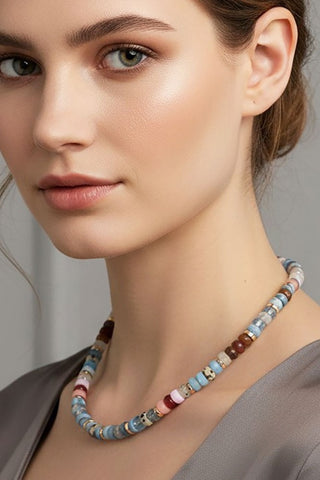 Octavia Beaded Necklace (Blue)
