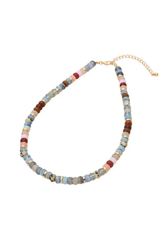 Octavia Beaded Necklace (Blue)