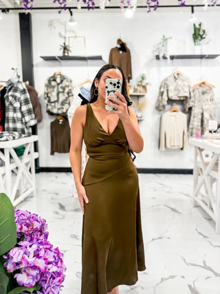Take Me Back Midi Dress (Bronze/Black)