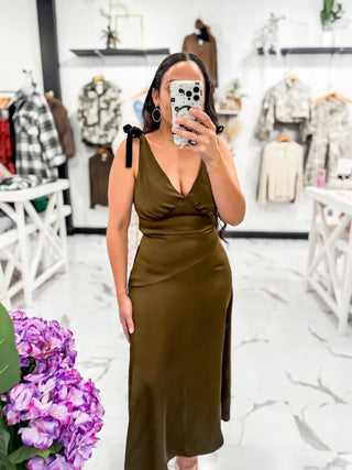 Take Me Back Midi Dress (Bronze/Black)