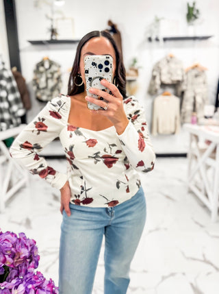 She's So Elegant Long Sleeve Top (Cream)