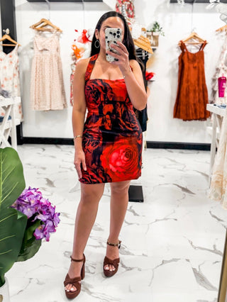 Love Thoughts Rose Print Dress (Red)