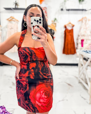 Love Thoughts Rose Print Dress (Red)