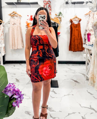 Love Thoughts Rose Print Dress (Red)