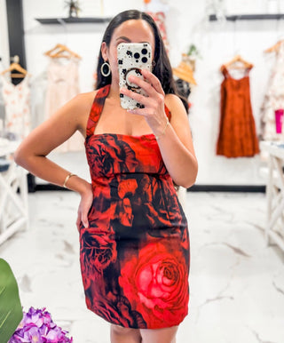 Love Thoughts Rose Print Dress (Red)