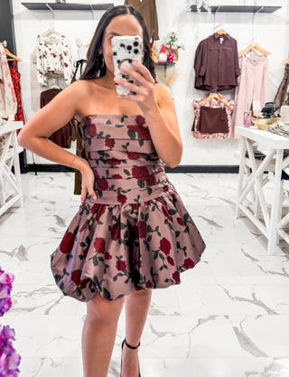 Bed Of Roses Bubble Mini Dress (Mauve)