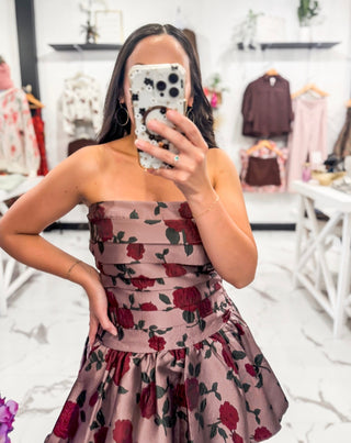 Bed Of Roses Bubble Mini Dress (Mauve)