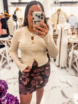 Rust & Rose Floral Mini Skirt (Black/Mauve)