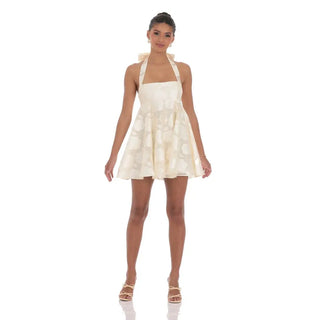 Amara Floral babydoll Mini Dress (Cream)