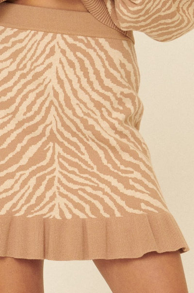 Savoir Zebra Print Knit Skirt (Sand)