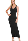 Bella V Boutique Black Fitted Maxi Dress in Black with Great Stretch
