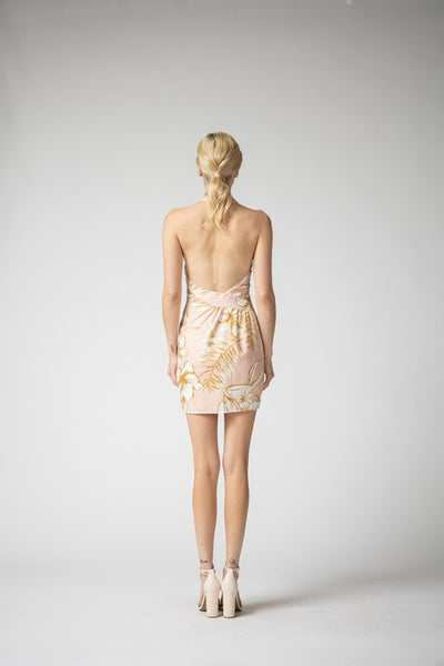 Island Life Halter Dress (Peach/Mustard)