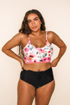 Floral Heaven Button Back Bikini Top (Pink)