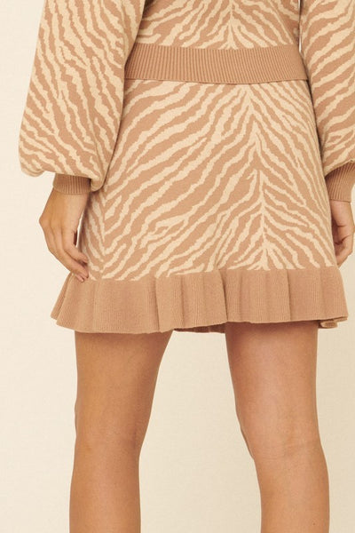 Savoir Zebra Print Knit Skirt (Sand)