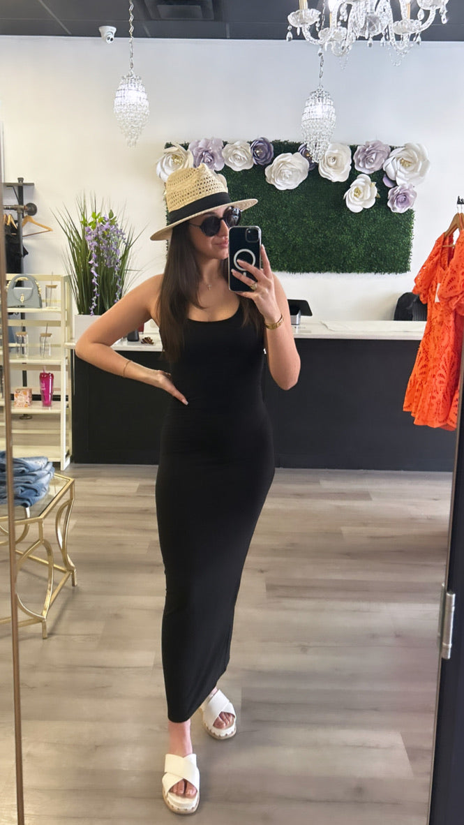 Bella V Boutique Sleeveless Skims Dupe Black Fitted Maxi Dress