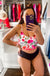 Floral Heaven Button Back Bikini Top (Pink)